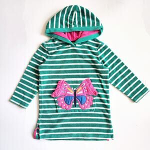 Mini Boden Appliqué Towelling Throw-on Aquamarine Butterfly Size 4-5 Y | 110 cm